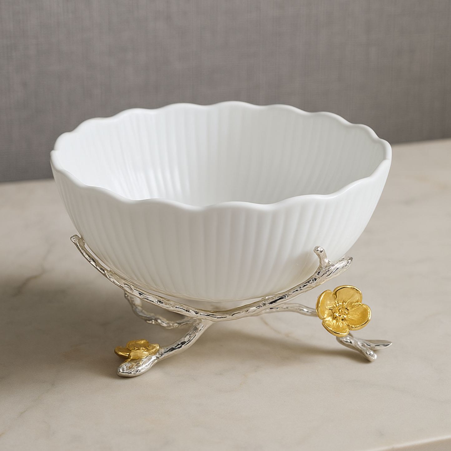 Ivory Bloom Compact Porcelain Bowl