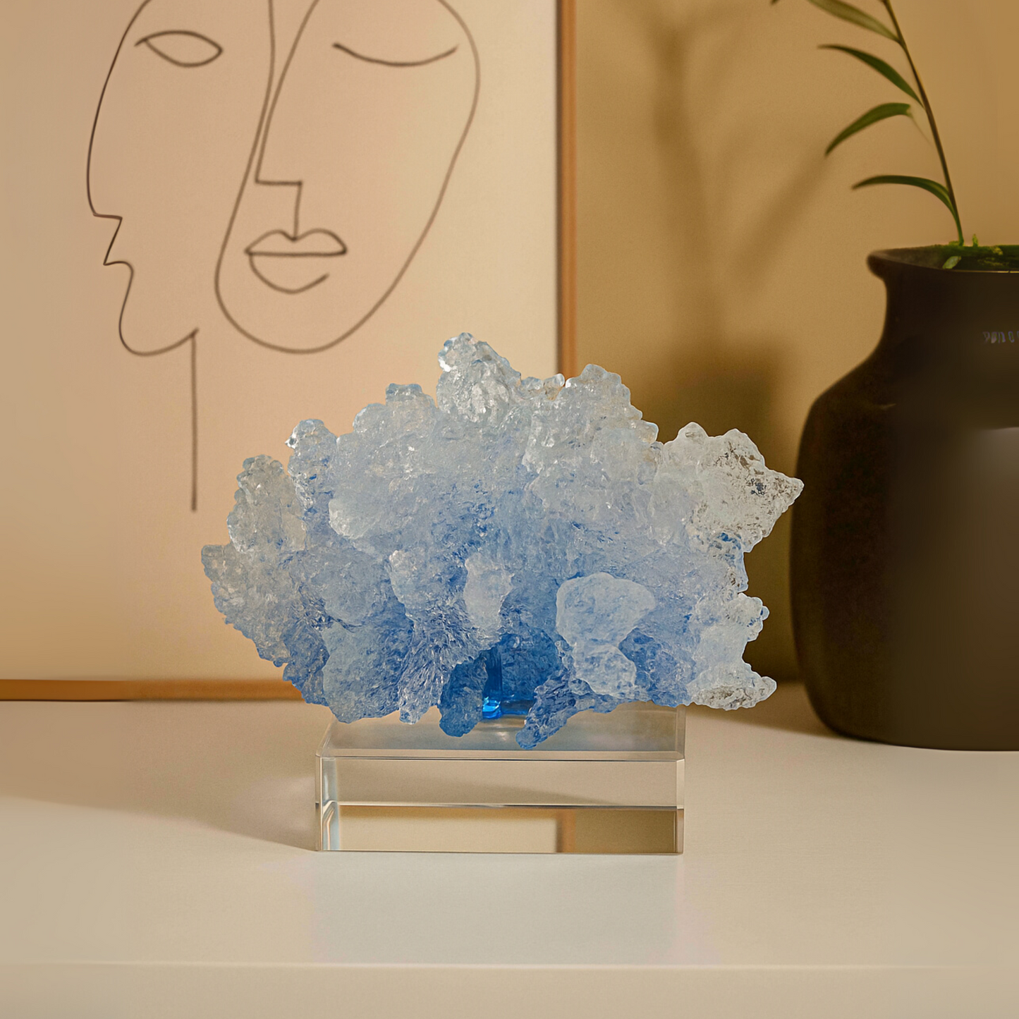 Azure Reef Coral Sculpture (Horizontal)