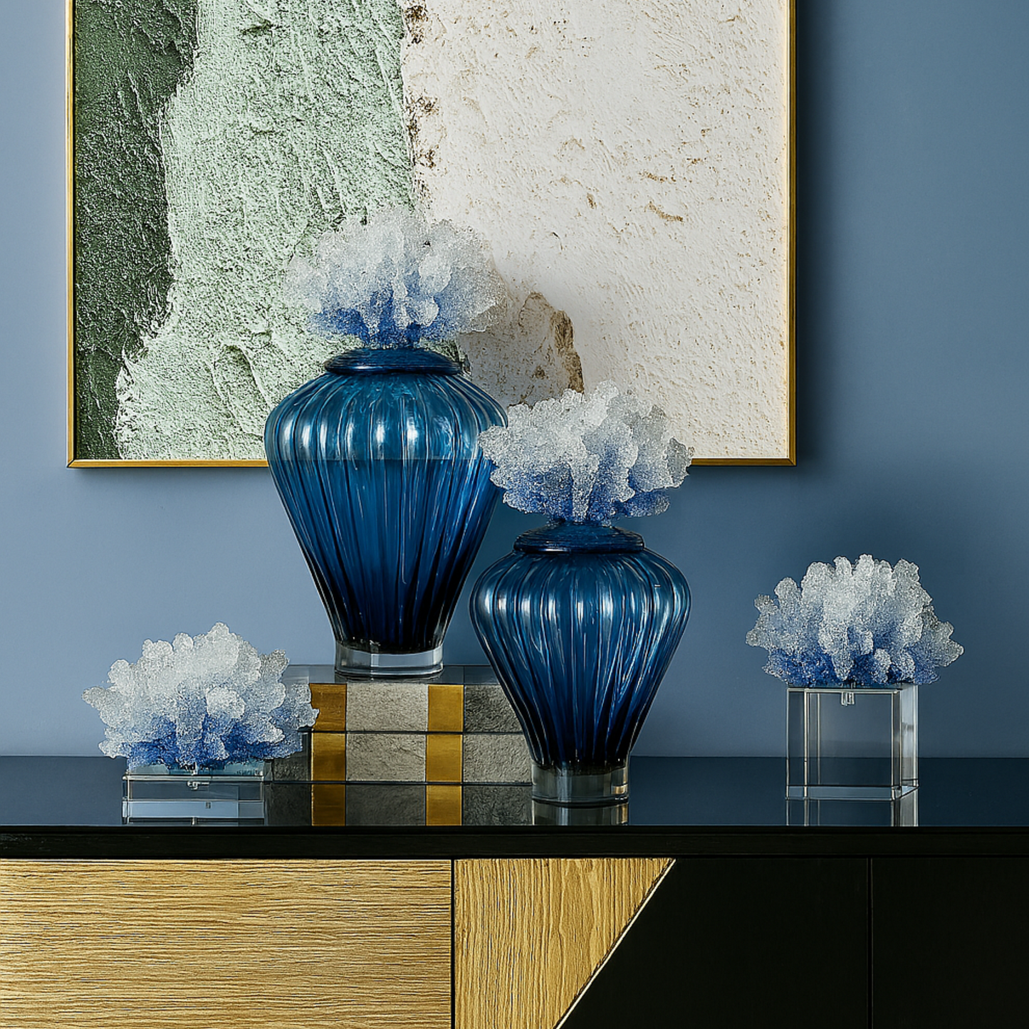 Azure Reef Coral Sculpture (Horizontal)