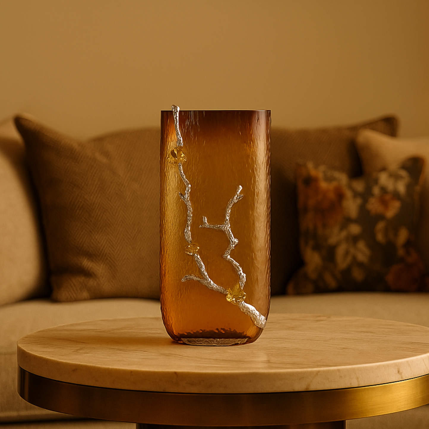 Golden Ember Vertical Glass Vase (Tall)
