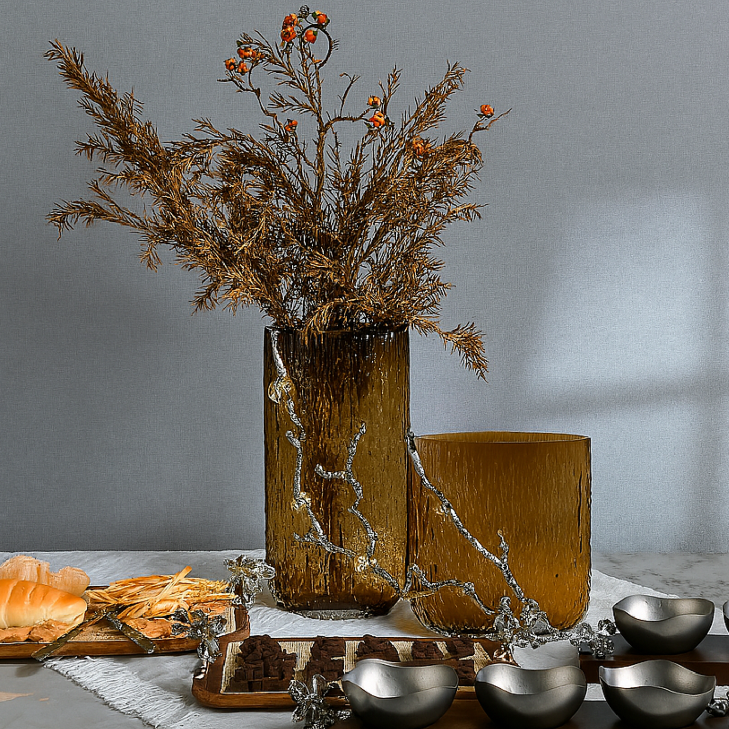 Golden Ember Vertical Glass Vase (Small)