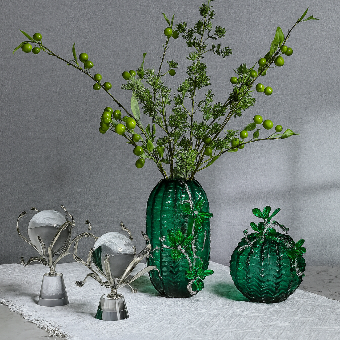 Verdant Bloom Vertical Glass Vase (Tall)