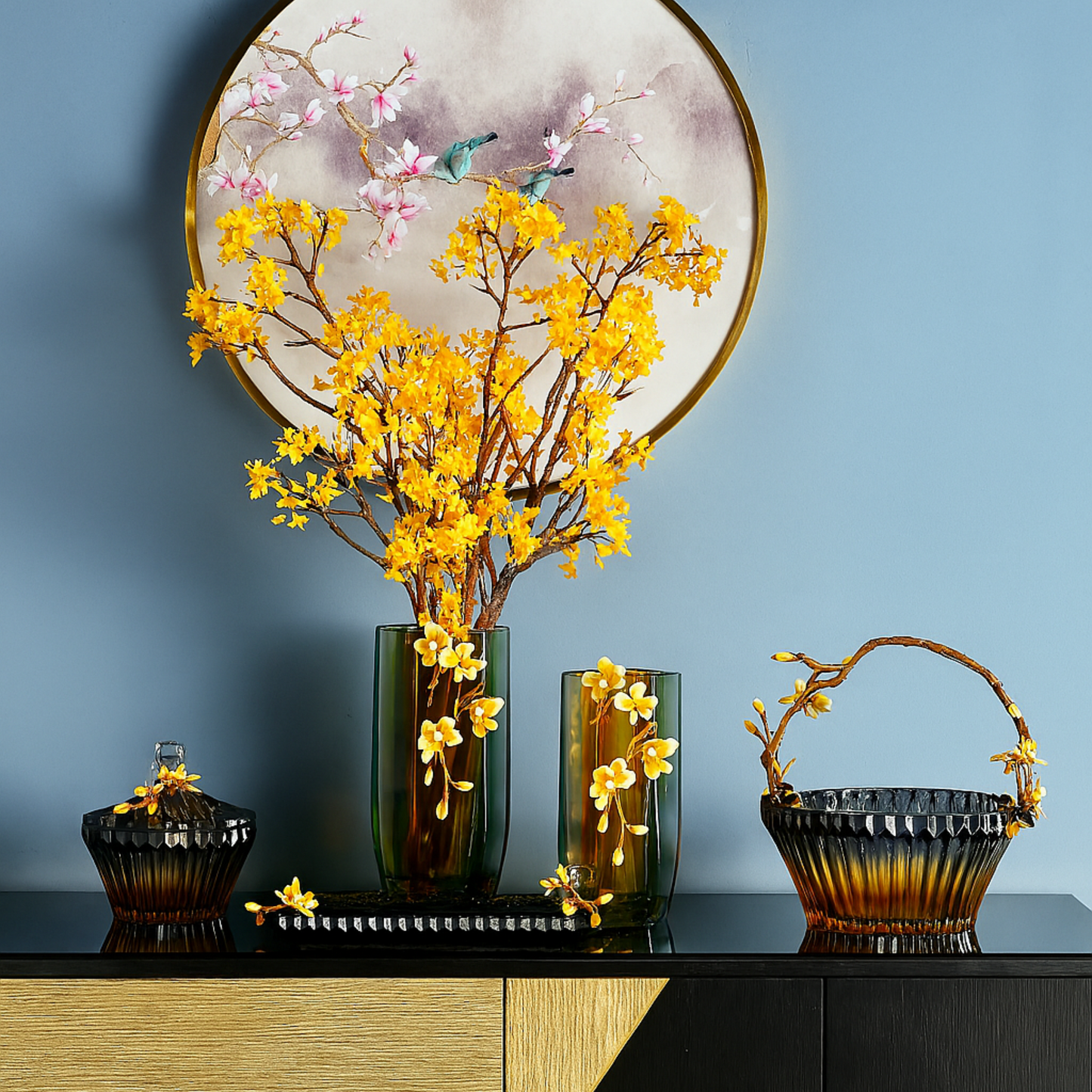 Amber Grove Decorative Glass Basket