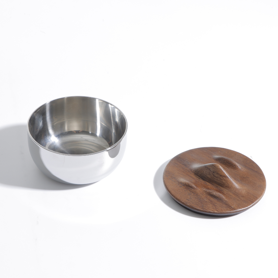 Woodland Opulence Silver & Walnut SS Steel Storage Box