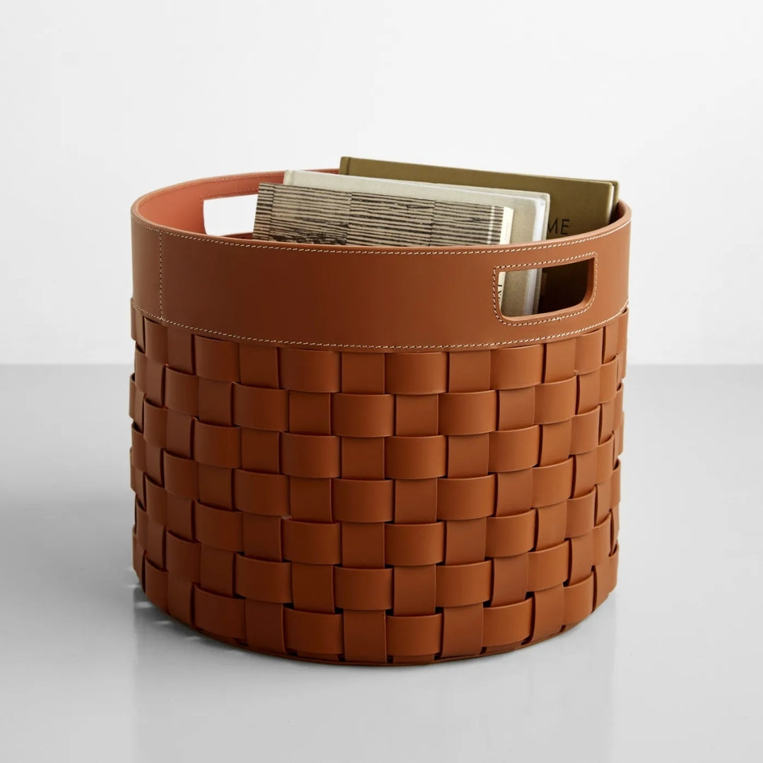Luxe Weave Chic Leather Basket
