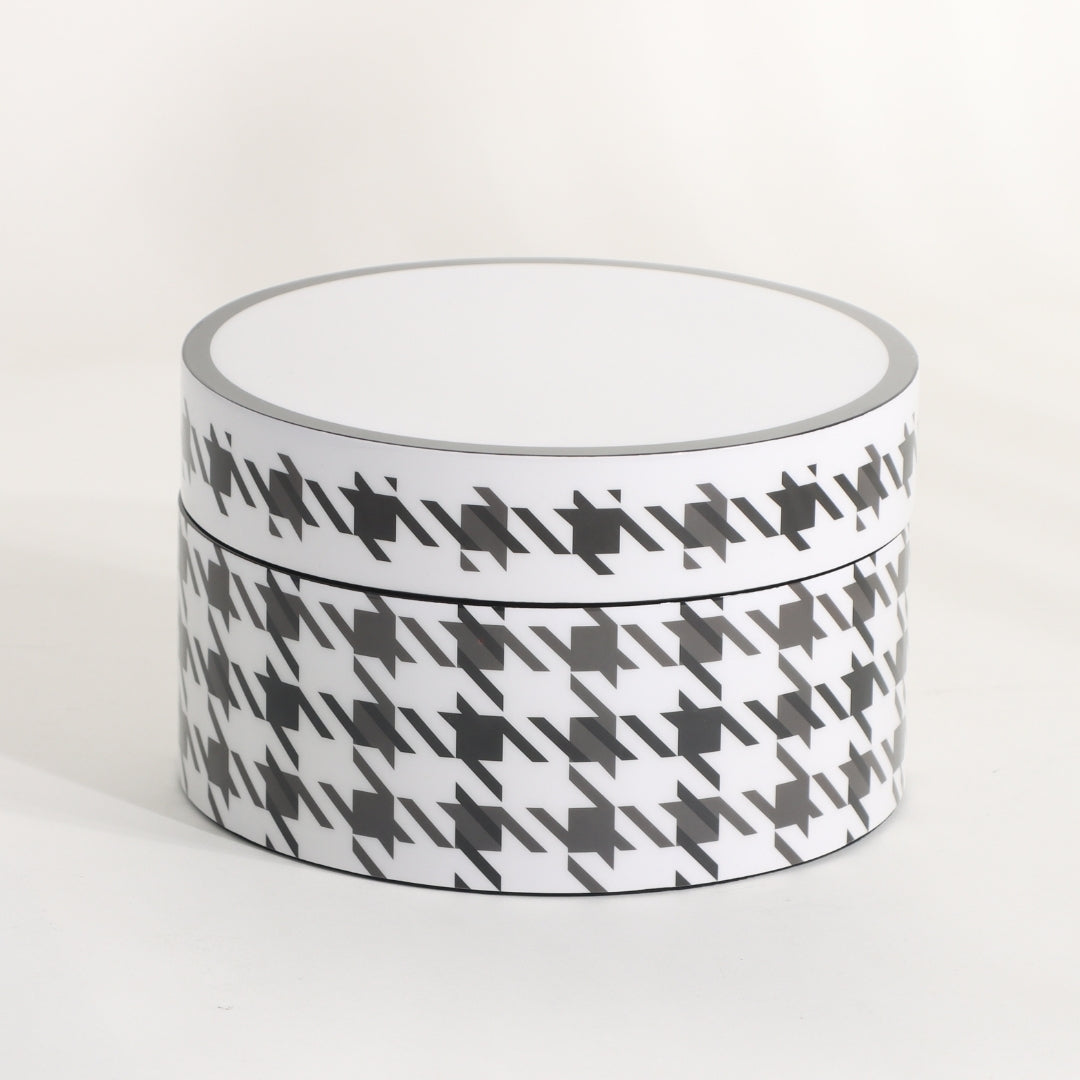 Classic Houndstooth Pattern Round Storage Box