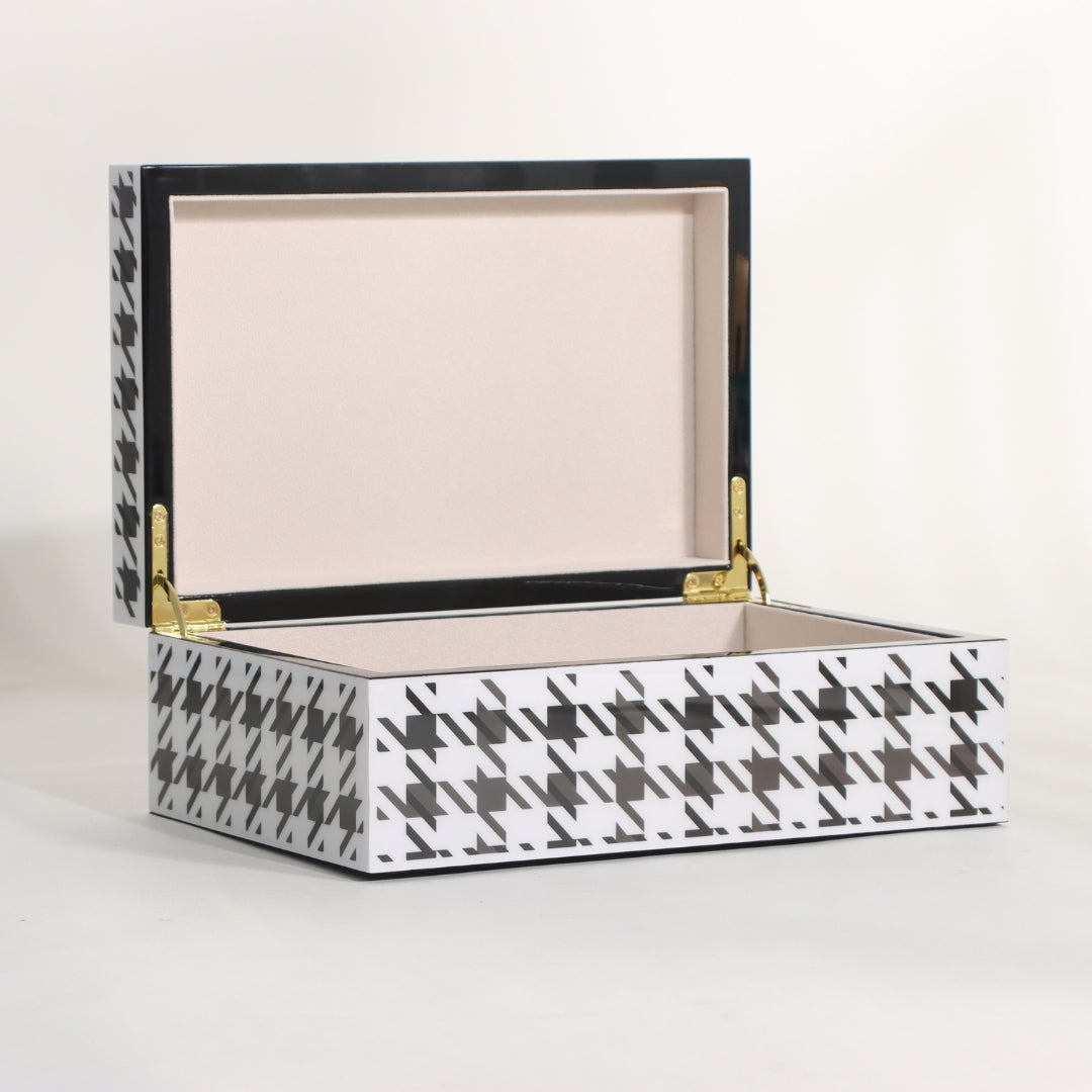 Monochrome Houndstooth Rectangular Storage Box