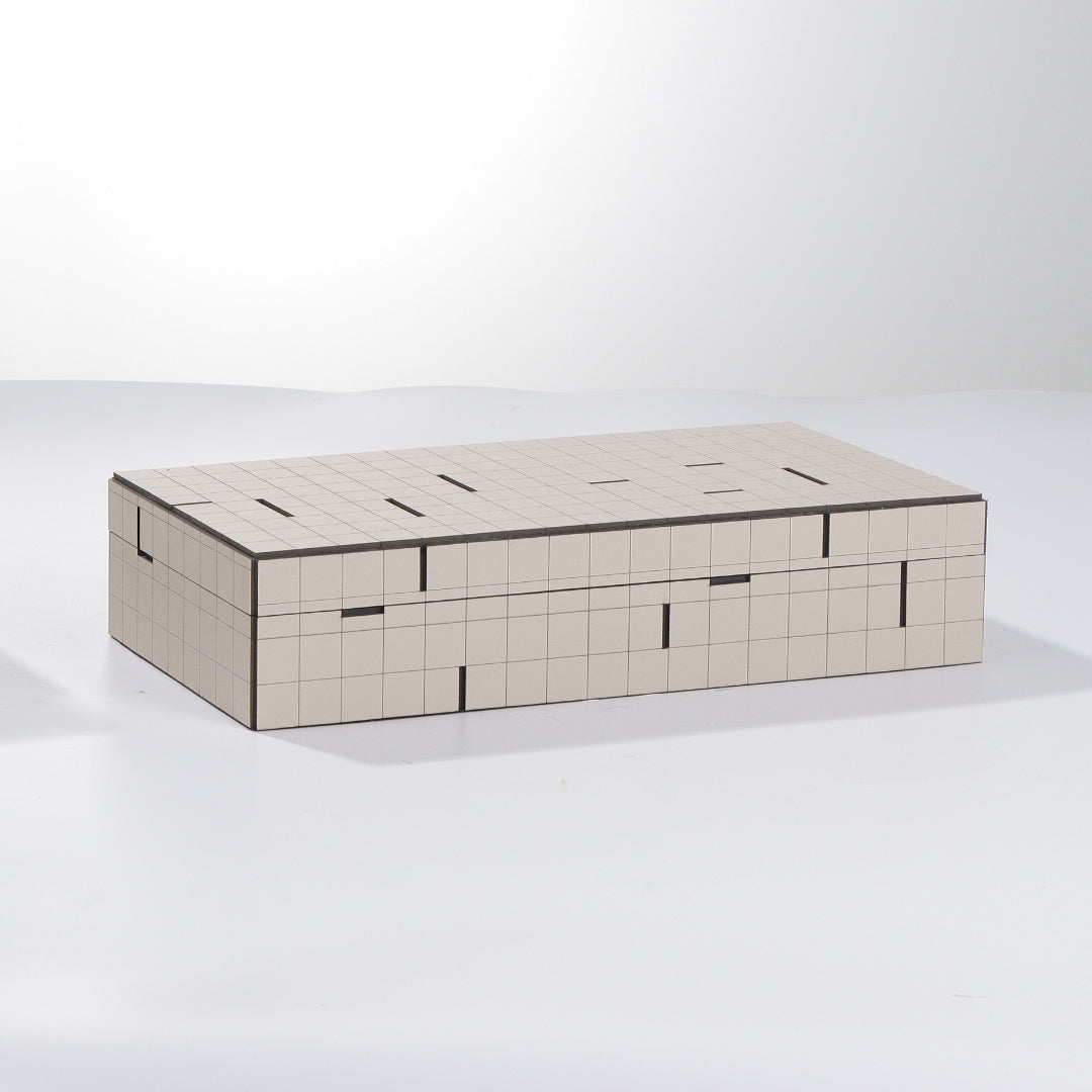 Classic Beige Leather Rectangular Storage Box