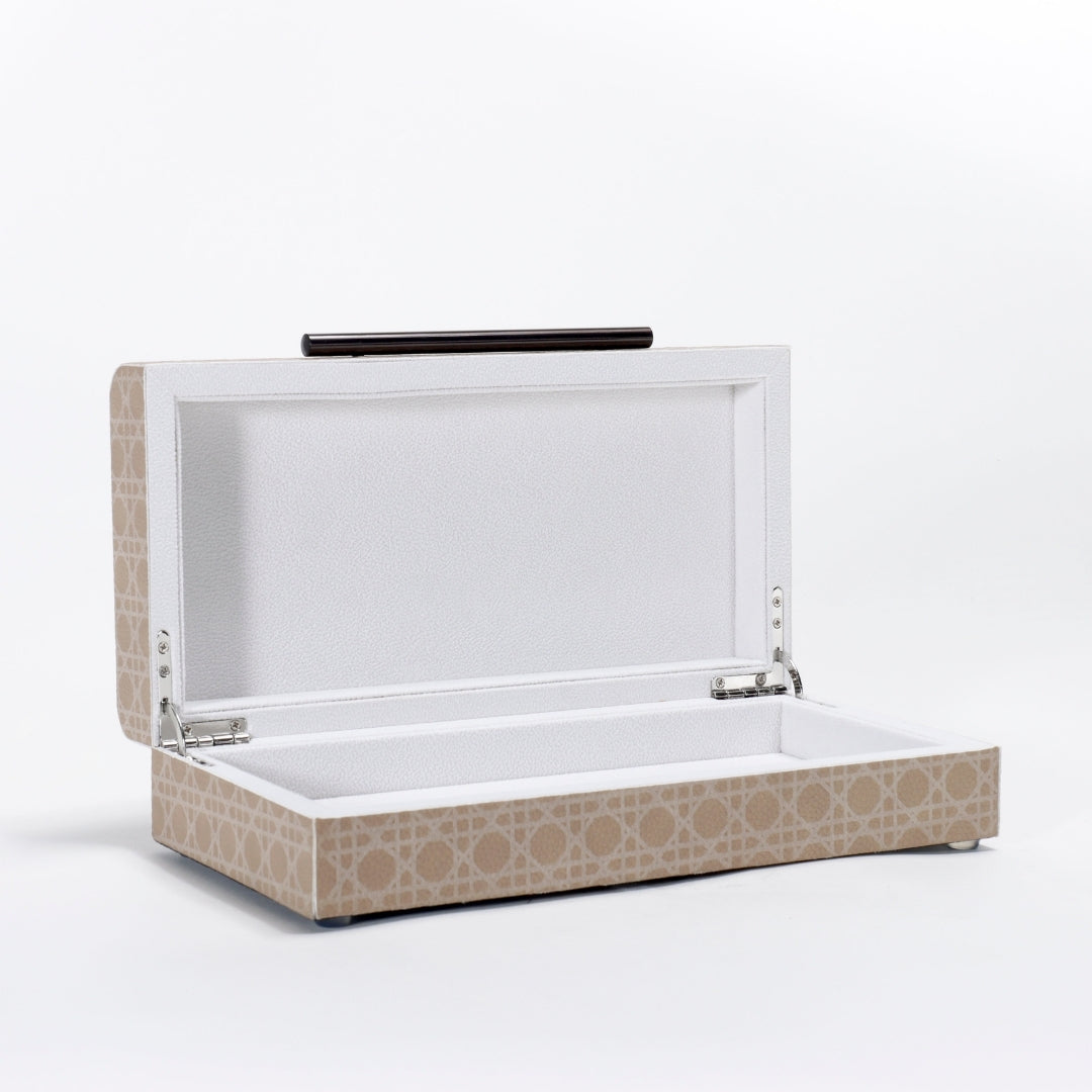 Chic Storage Companion Beige Leather Storage Box