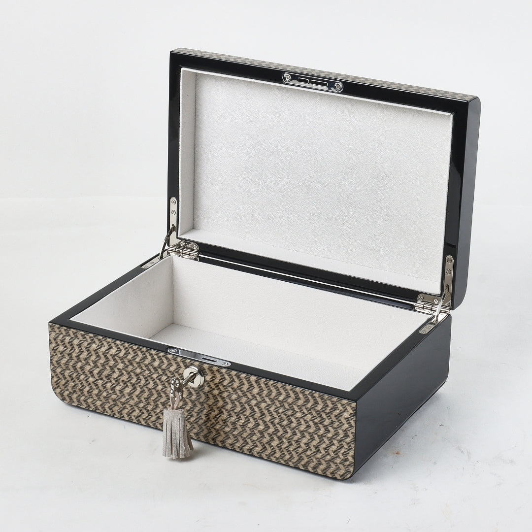 Modern Light Brown MDF Square with Lock Storage Box