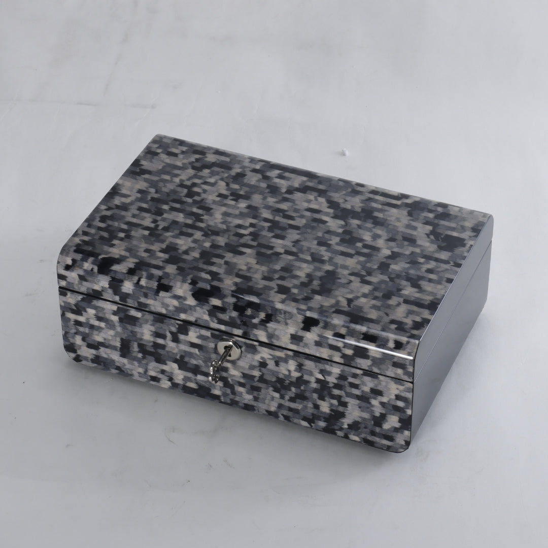 Secured Elegance Grey & Black MDF Locked Storage Box