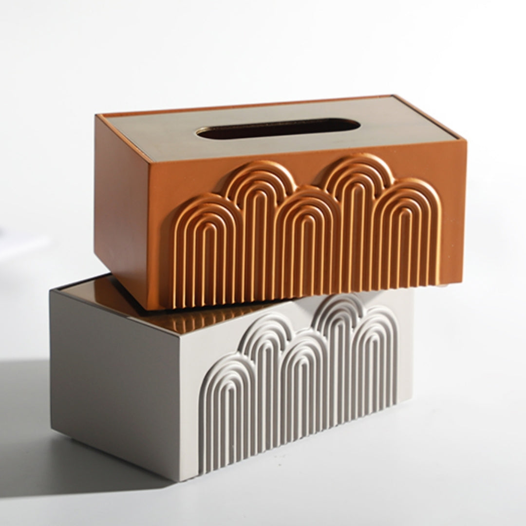 Artisanal Resin and Metal Tissue Holder (Set of 2)