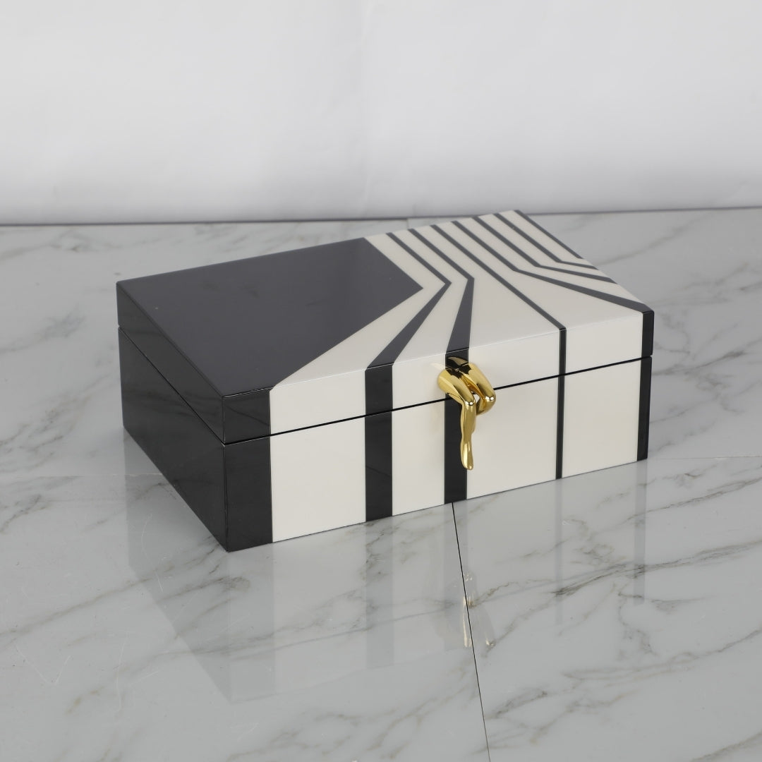 Elegance in Contrast Black & White MDF Storage Box