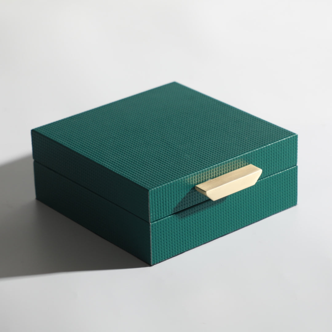 Sleek Green PU Leather, MDF, and Metal Storage Box