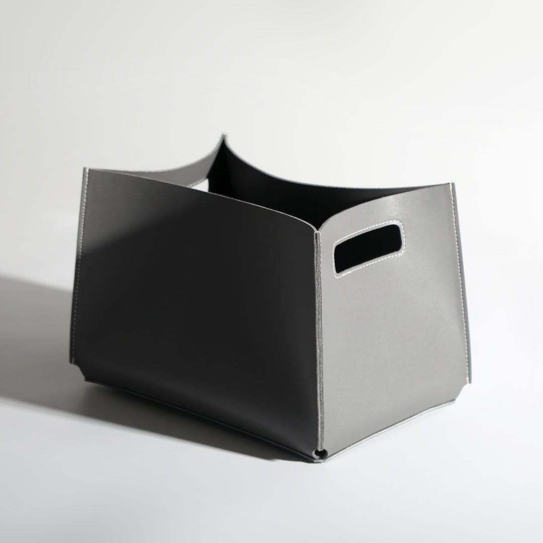 Sleek Storage Companion Grey Micro-Fiber Leather Storage Bag