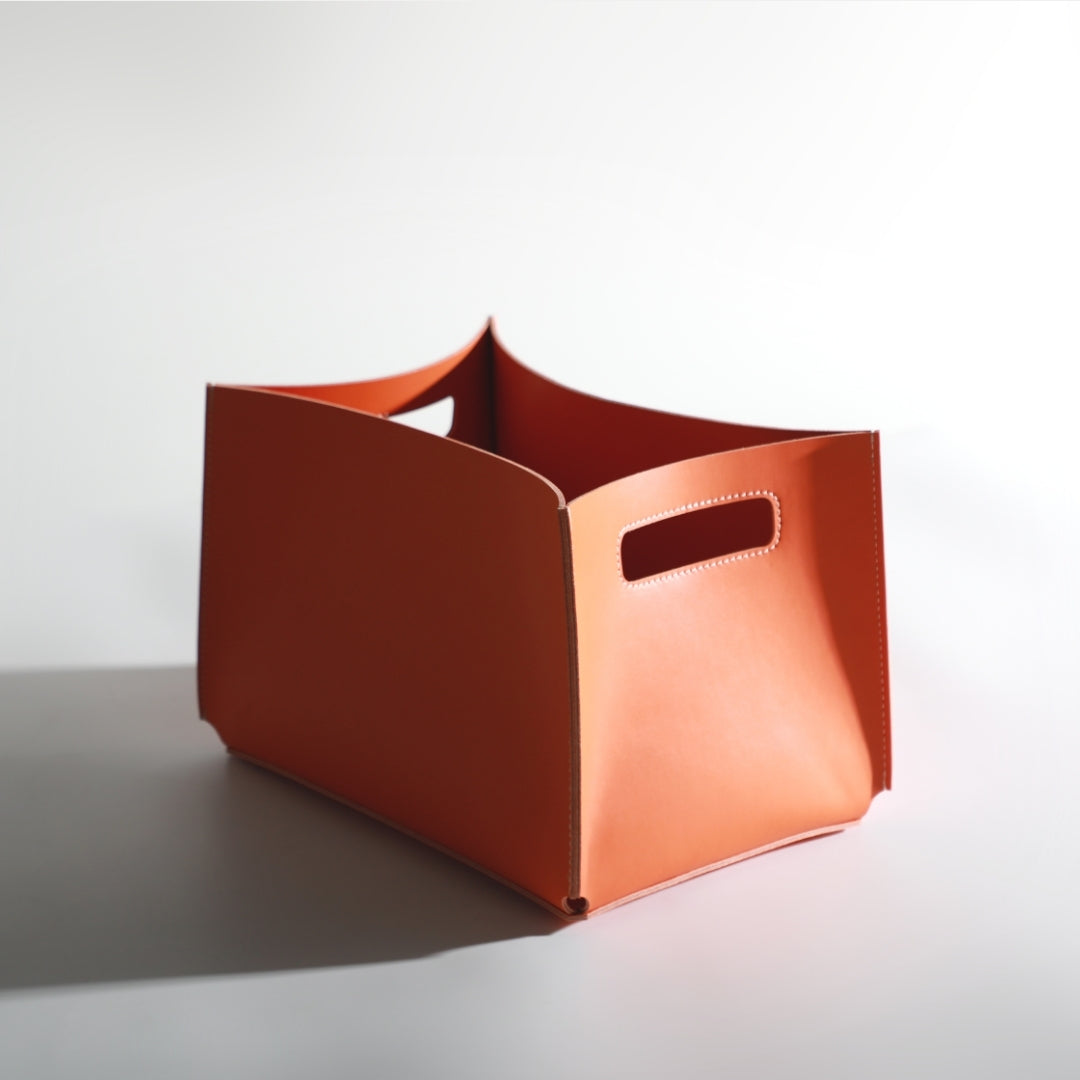 Vibrant Storage Elegance Orange Micro-Fiber Leather Storage Bag