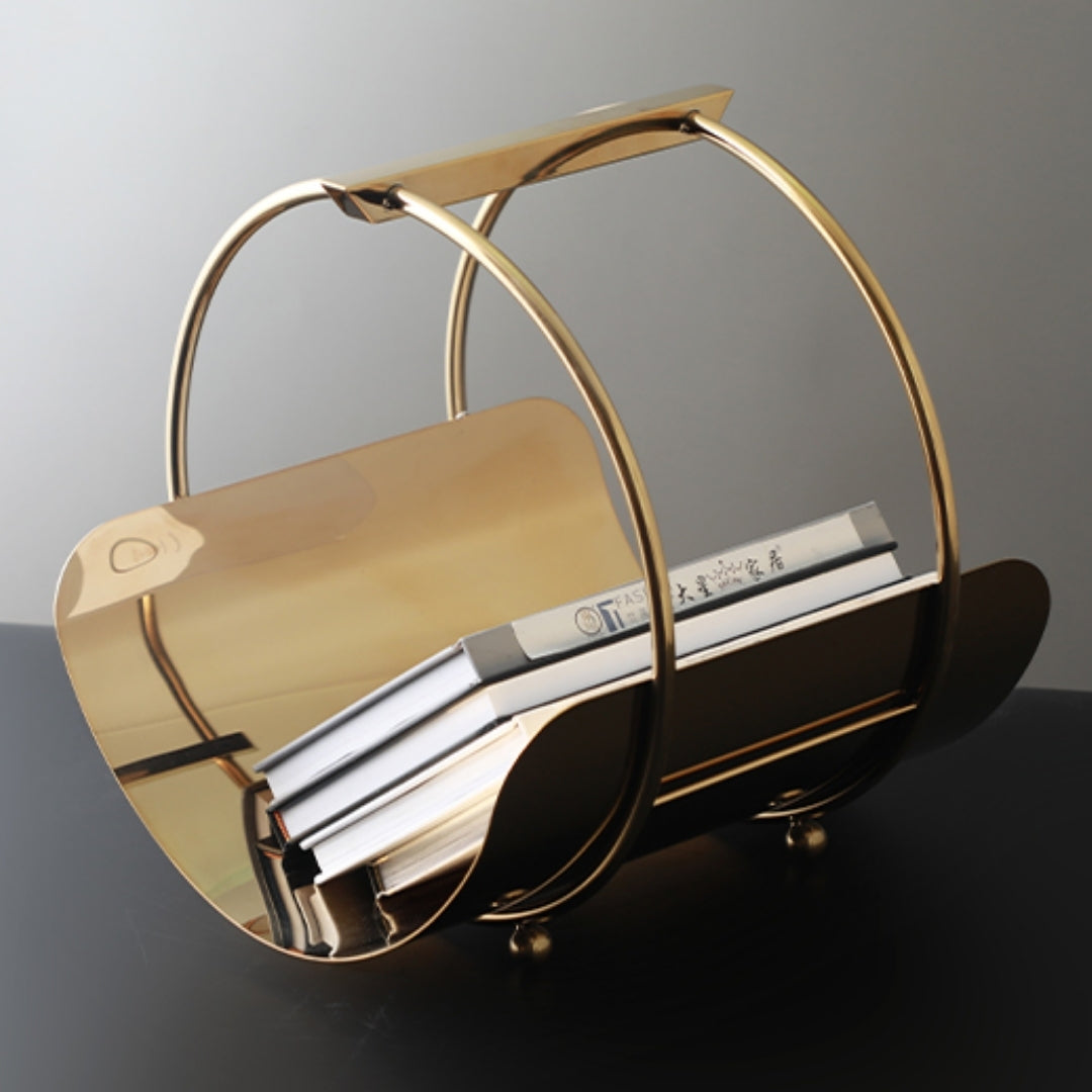 Golden Organization Gold Stainless Steel Caddy Magazine Holder