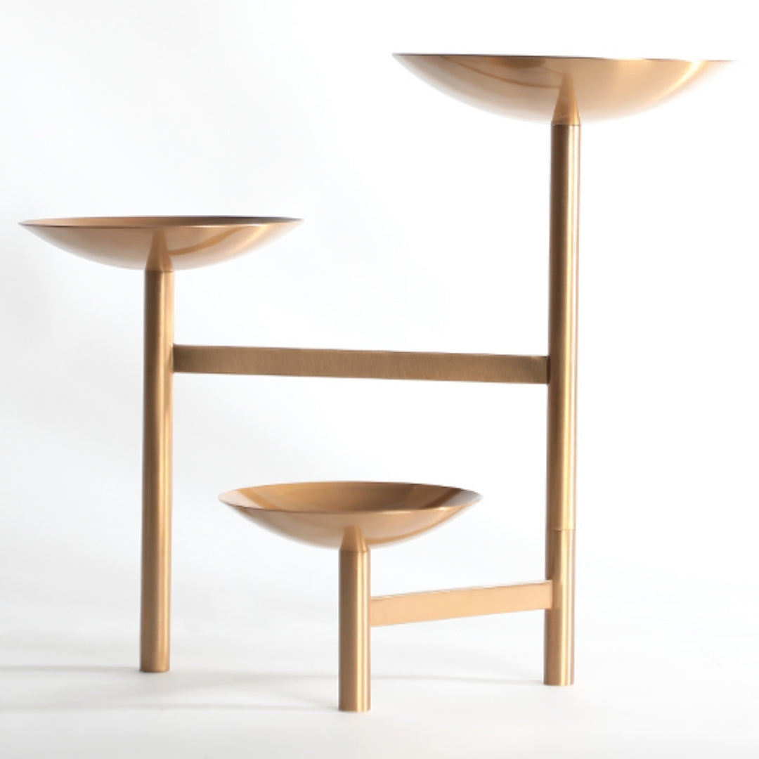 Golden Elegance Tri-Level Iron Stand Decorative Tray