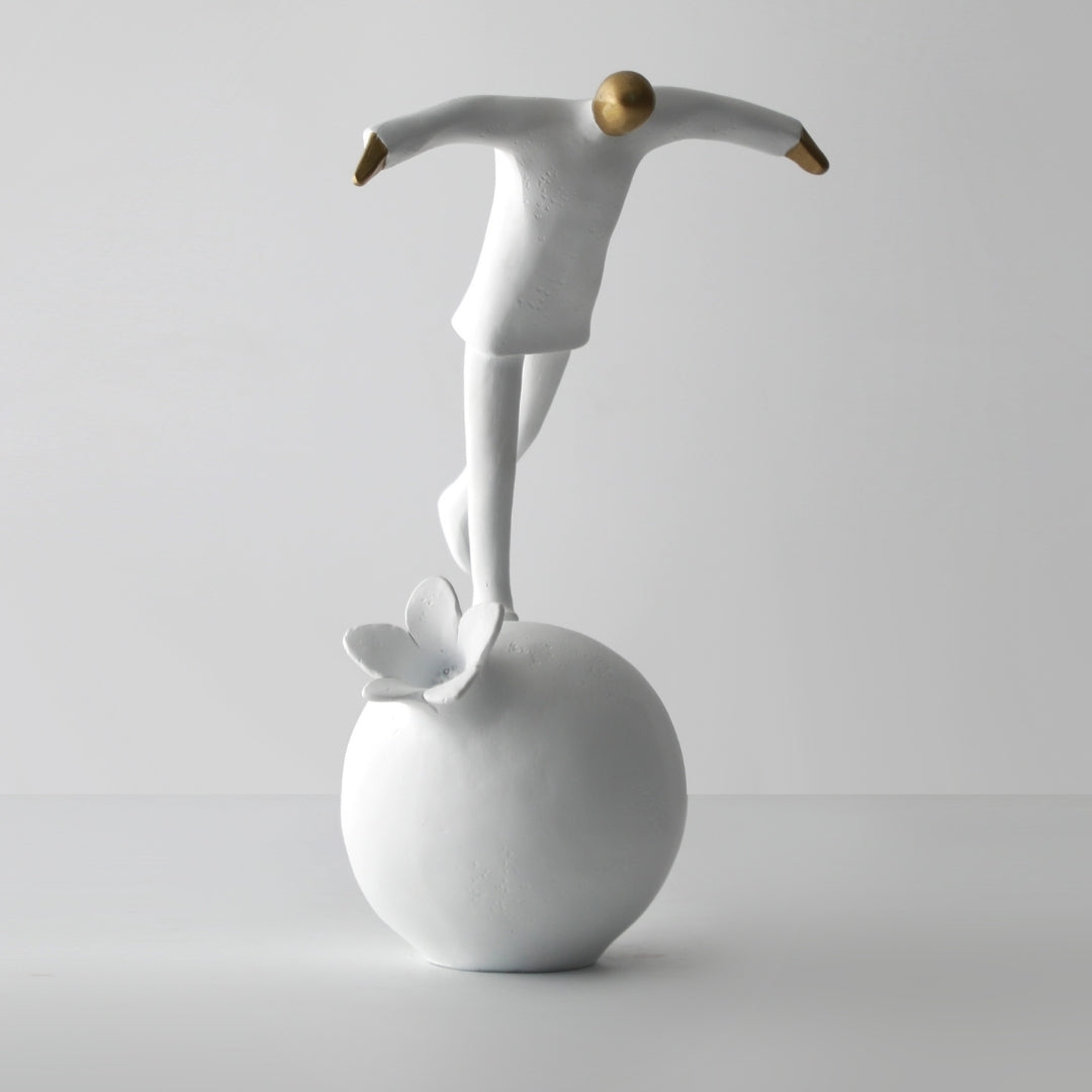 Sculpted Balancing Serenity White Resin Sculpture
