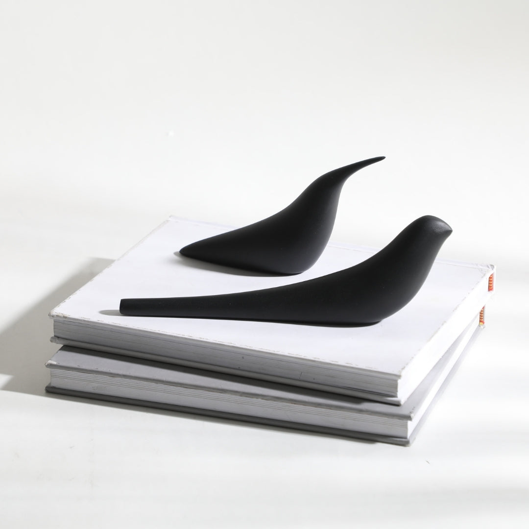 Sculpted Songbird Black Resin Bird Sculpture