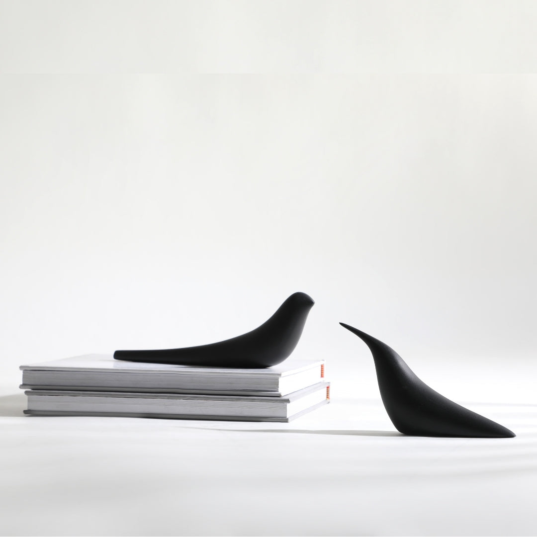Sculpted Songbird Black Resin Bird Sculpture