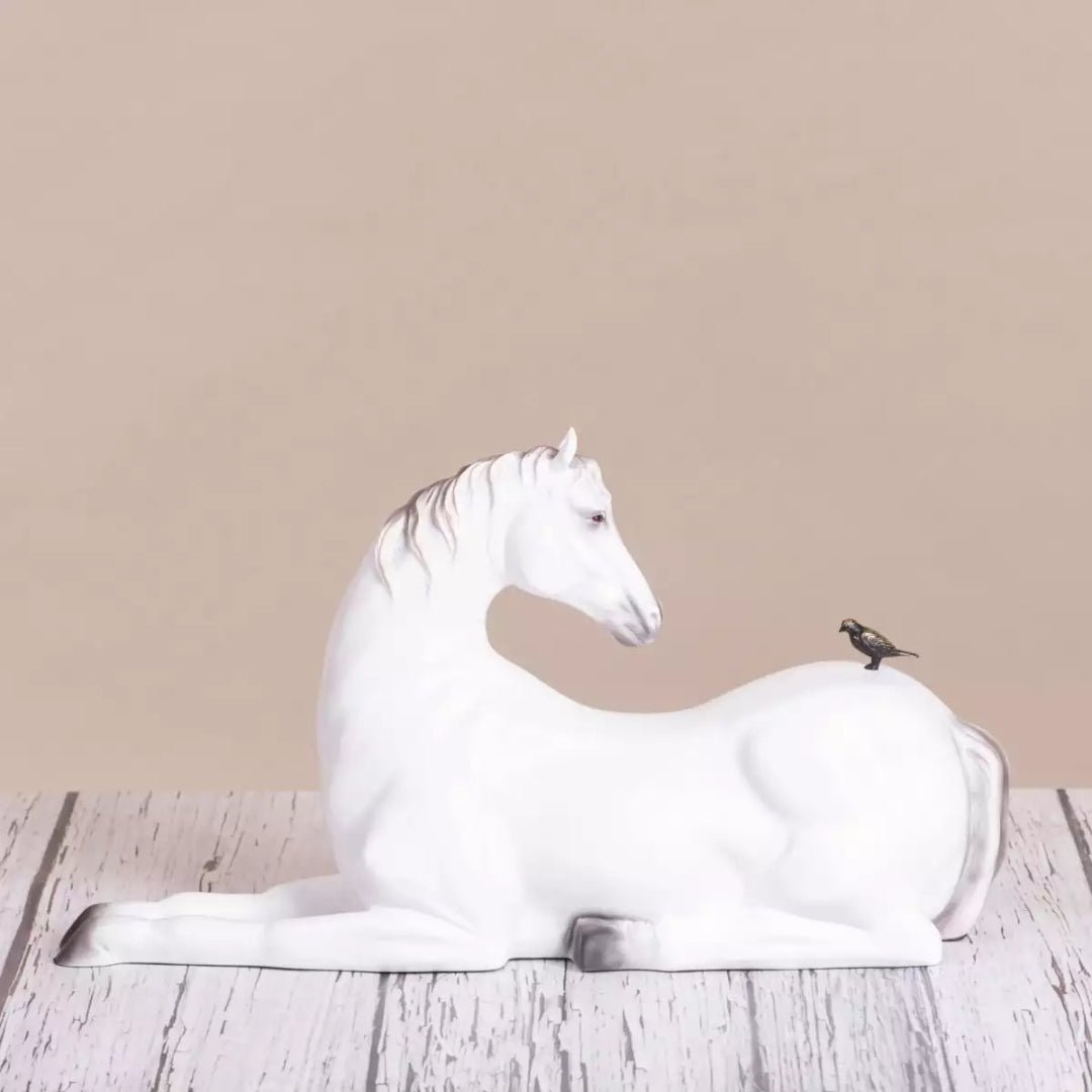 Equestrian Elegance Ivory Resin Horse Sculpture