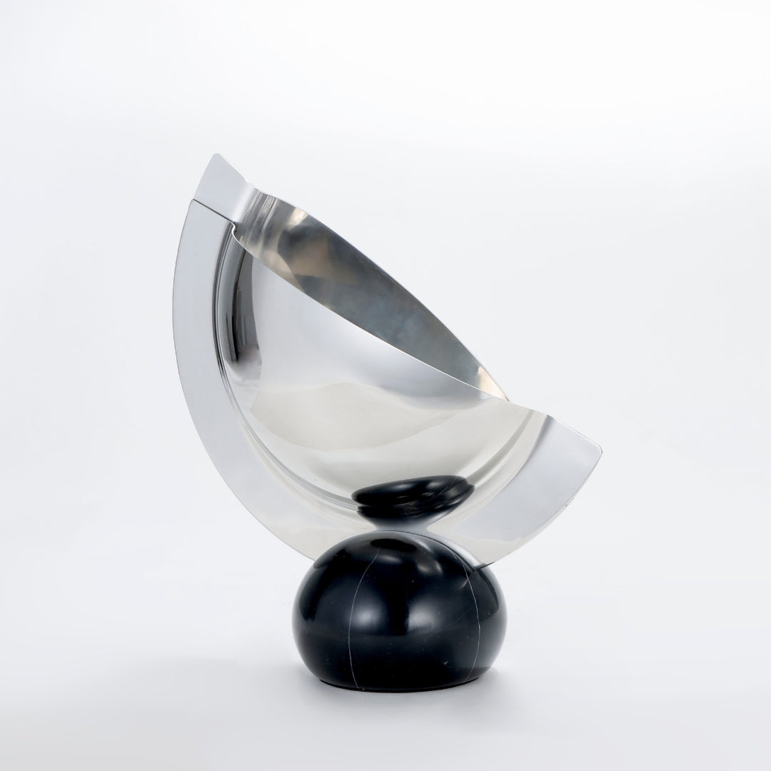Marble & Steel Silver Showcase Vase