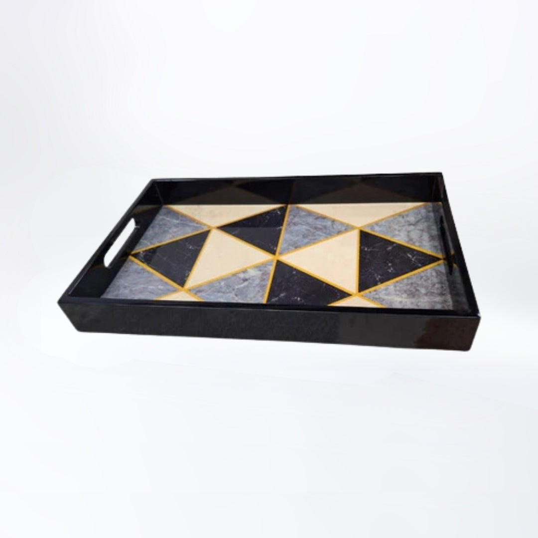 Chic Geometrics Triangular Wooden Decorative Tray