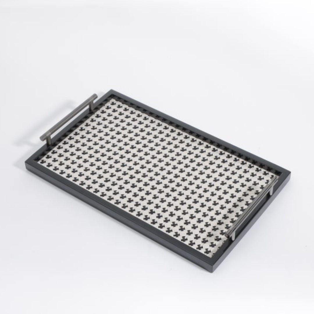 Chic Noir & Blanc with Gunmetal Accents Decorative Tray