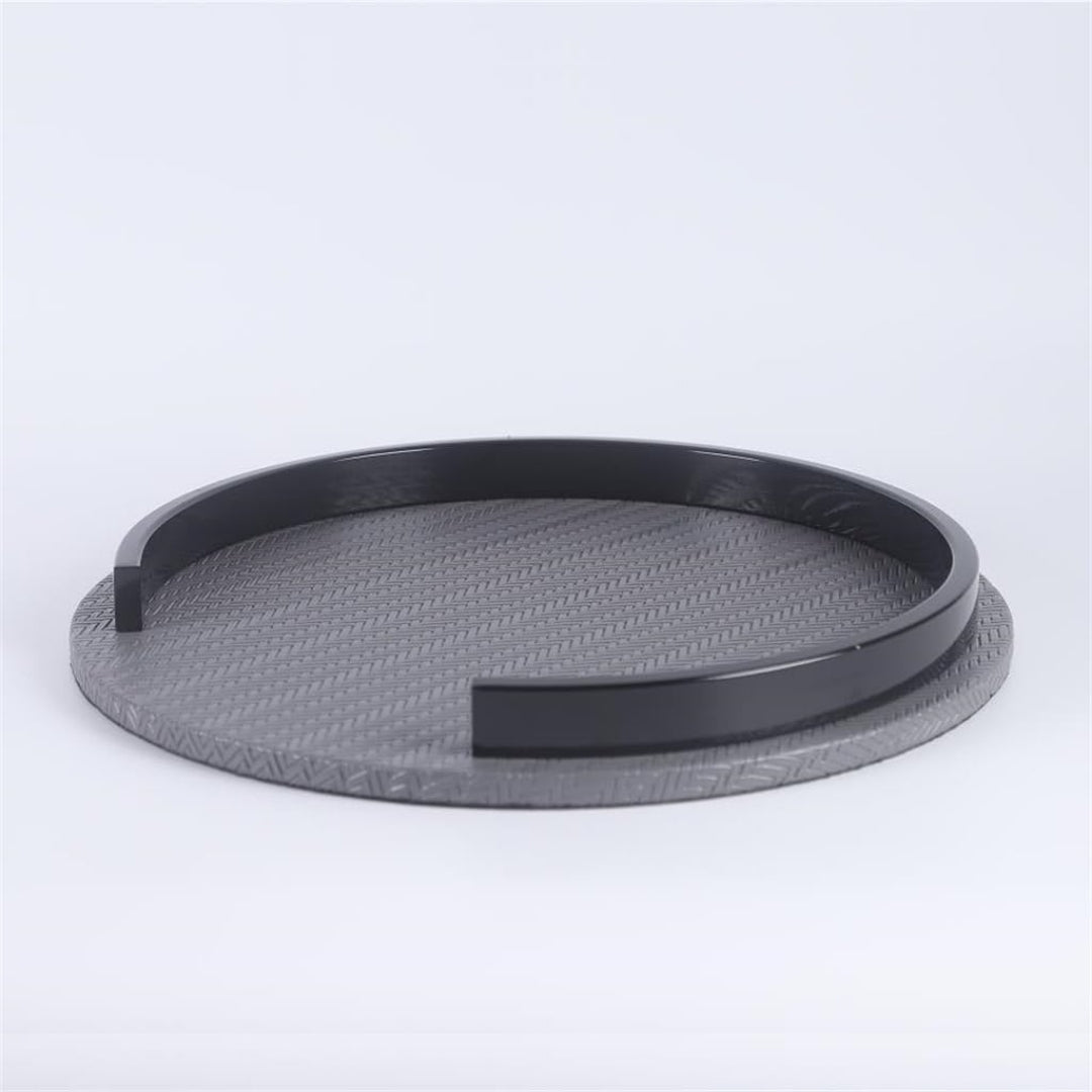 Circular Elegance Leather Decorative Tray