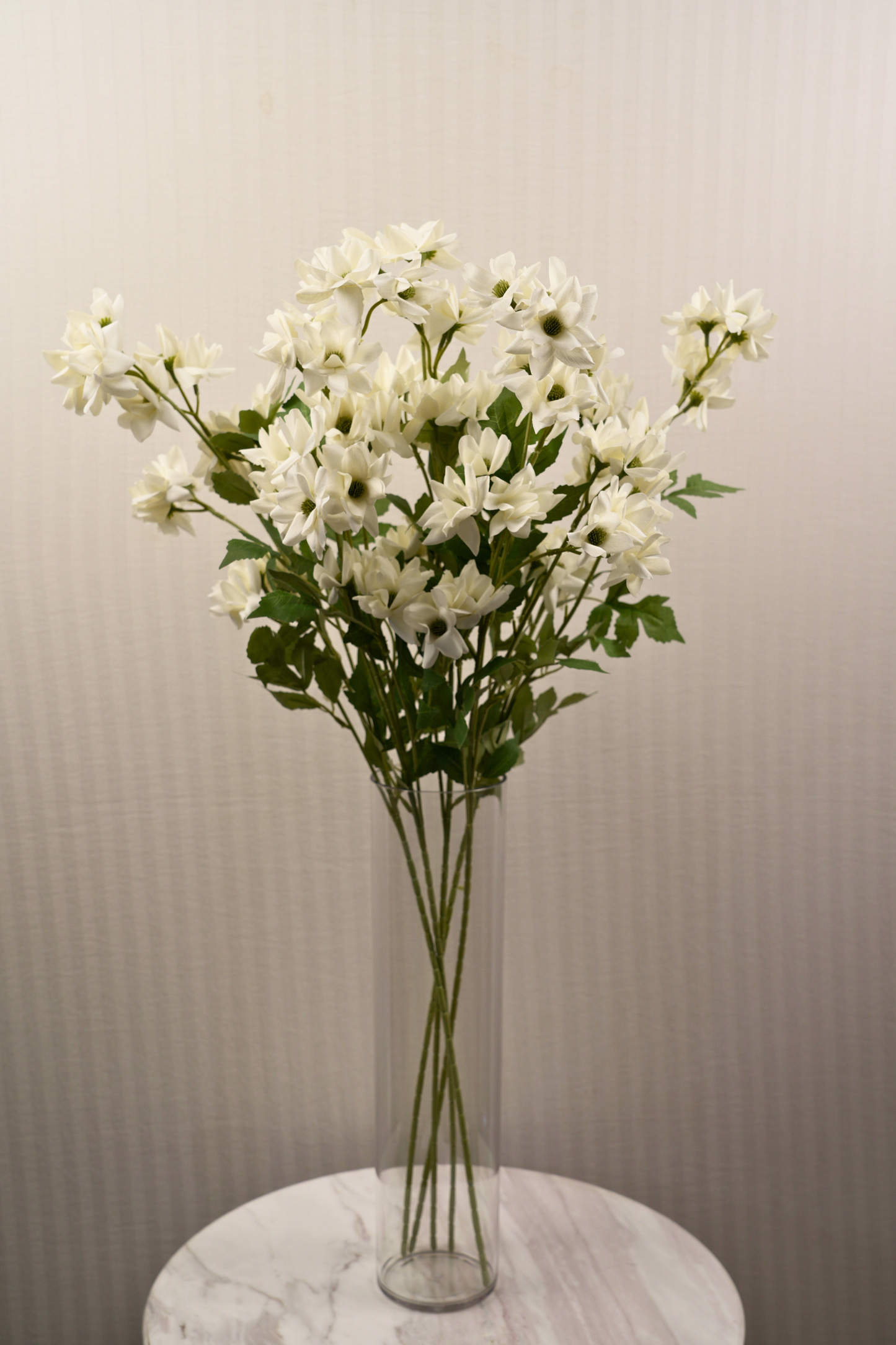 Faux Chrysanthemum Blooms Radiant Flower Stem - Cream
