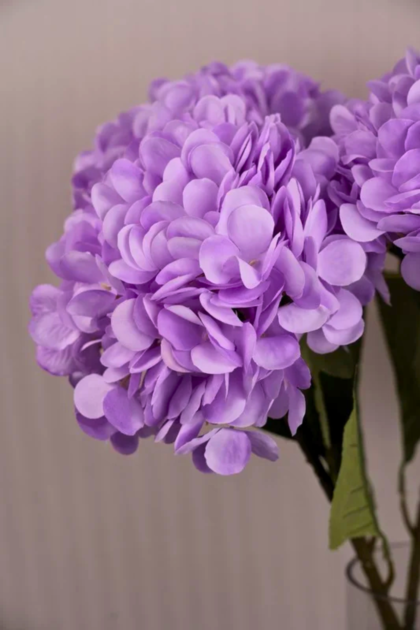Faux Single Large Hydrangea Classic Flower Stem - Lavender