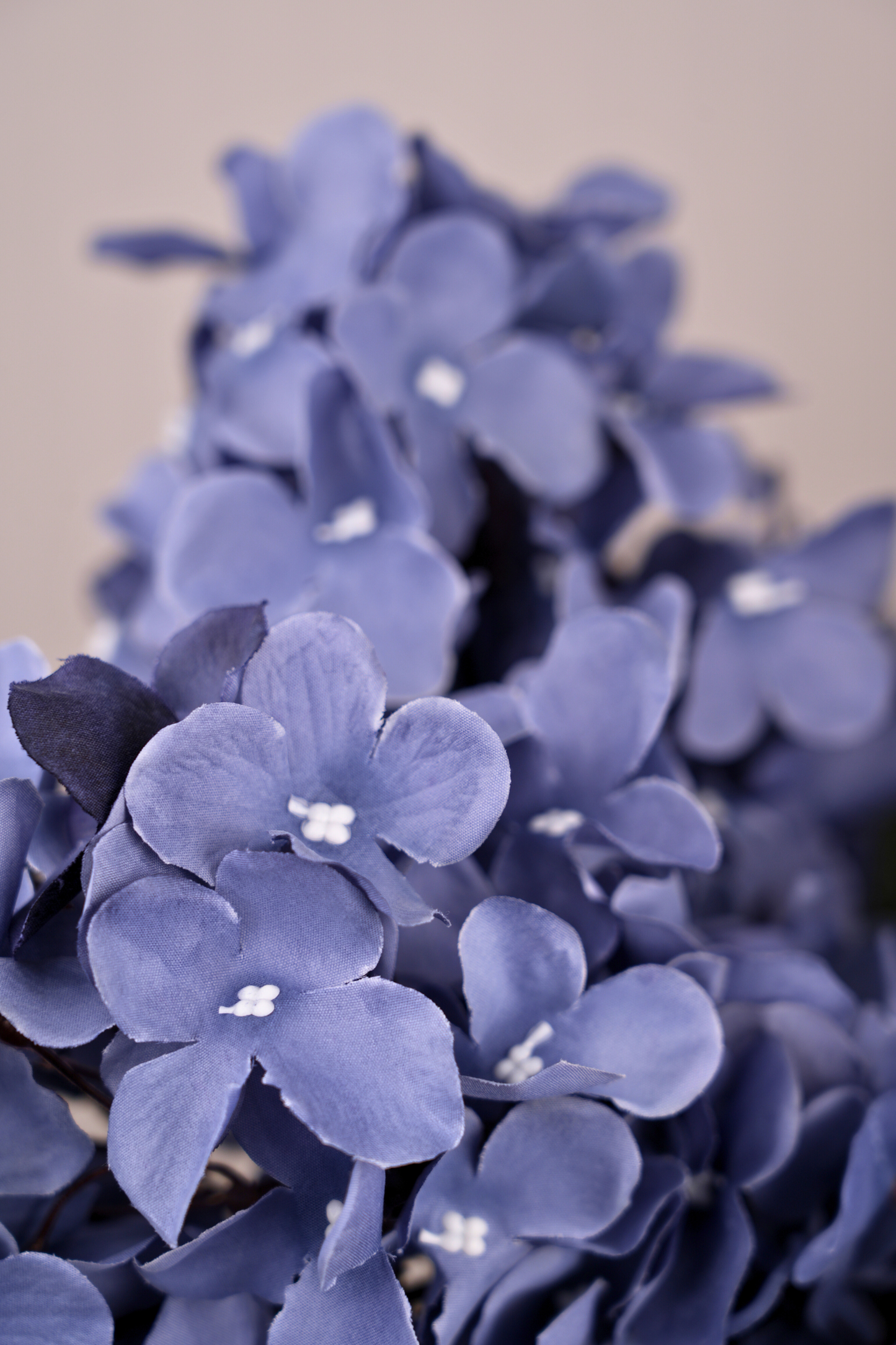 Faux Hydrangea Bloom Cluster Flower Stem - Blue Grey