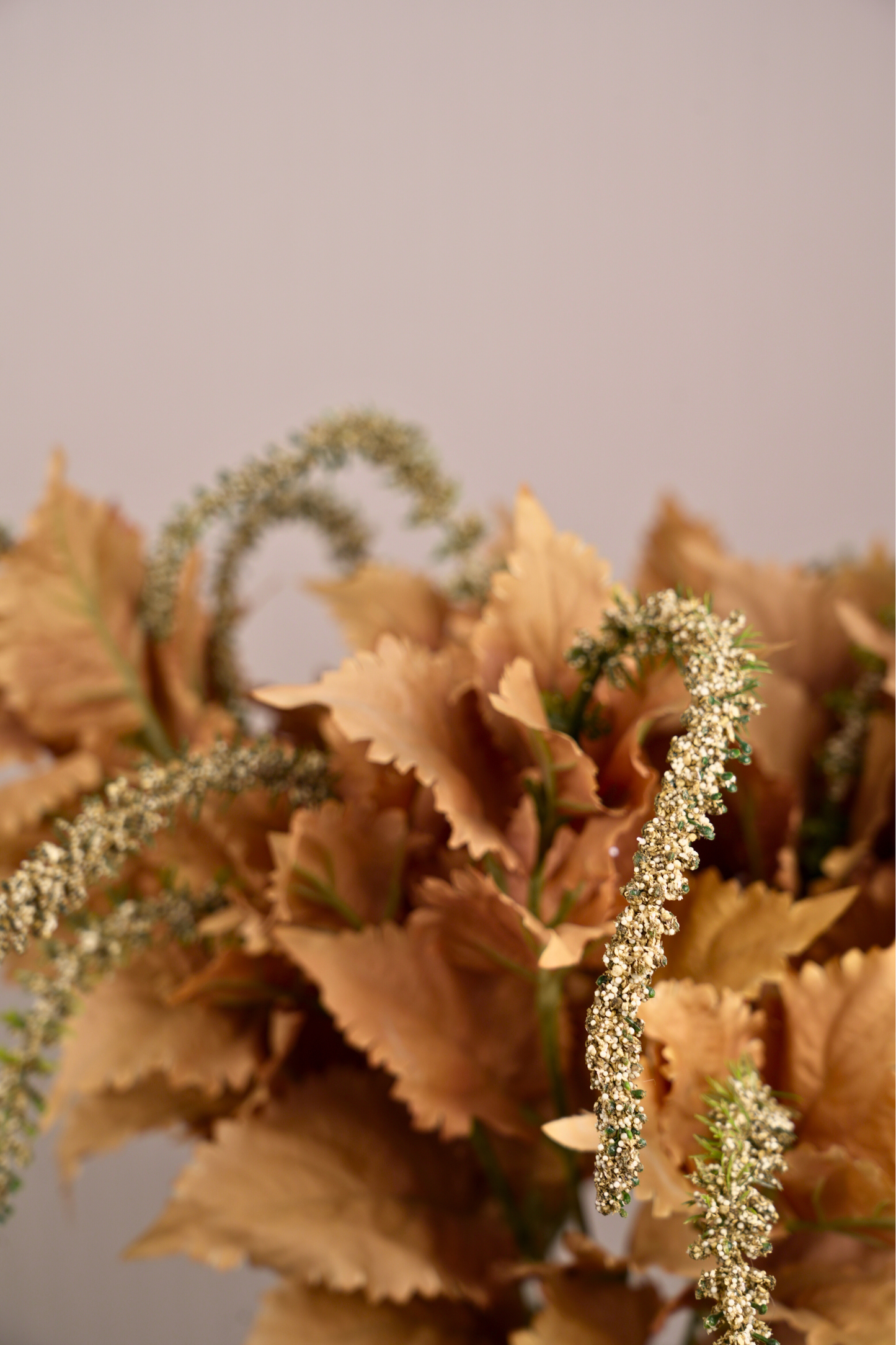 Faux Leaf Spray Bloom Spike Flower Stem - Brown