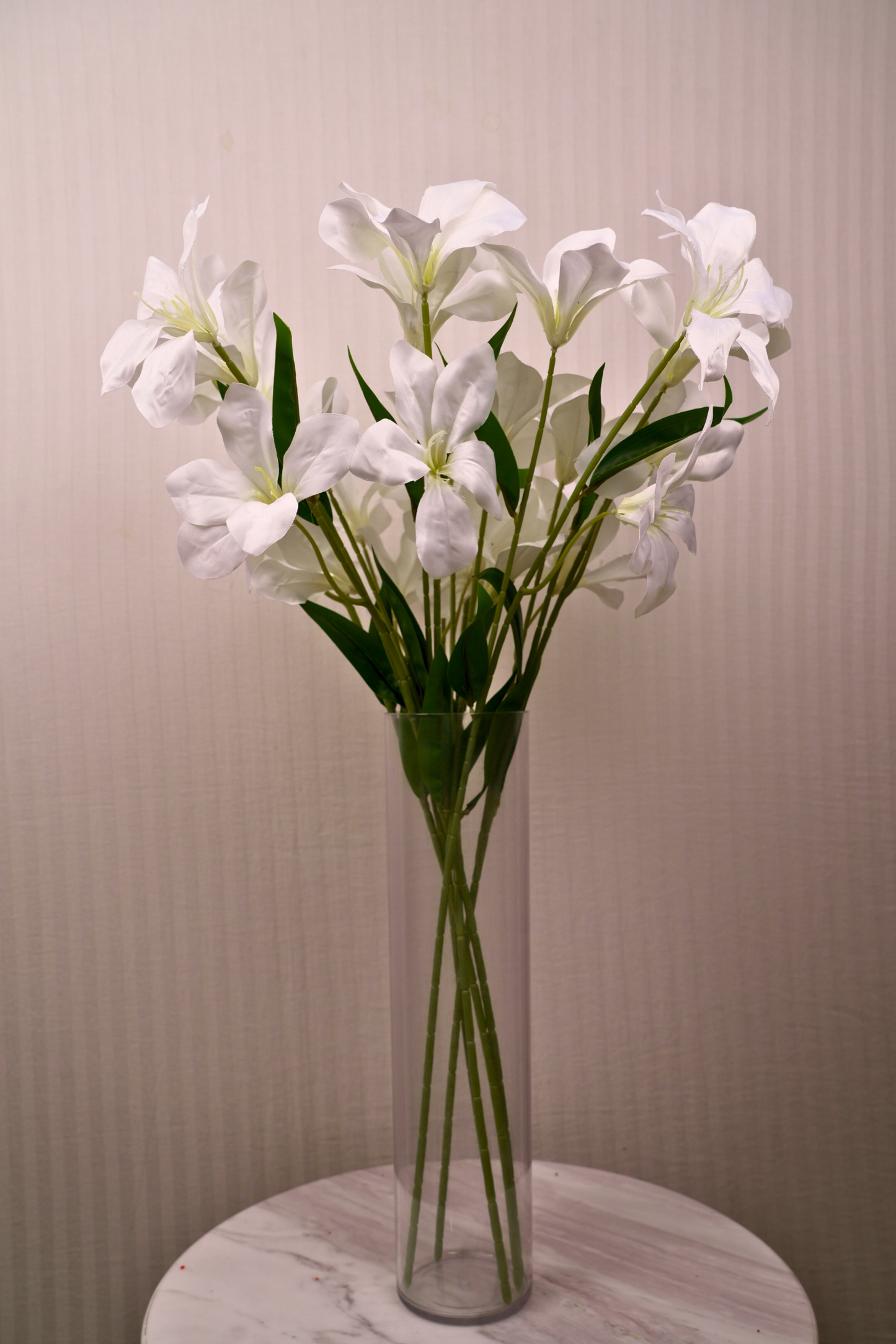Faux Clemantis Azure Flower Stem - White