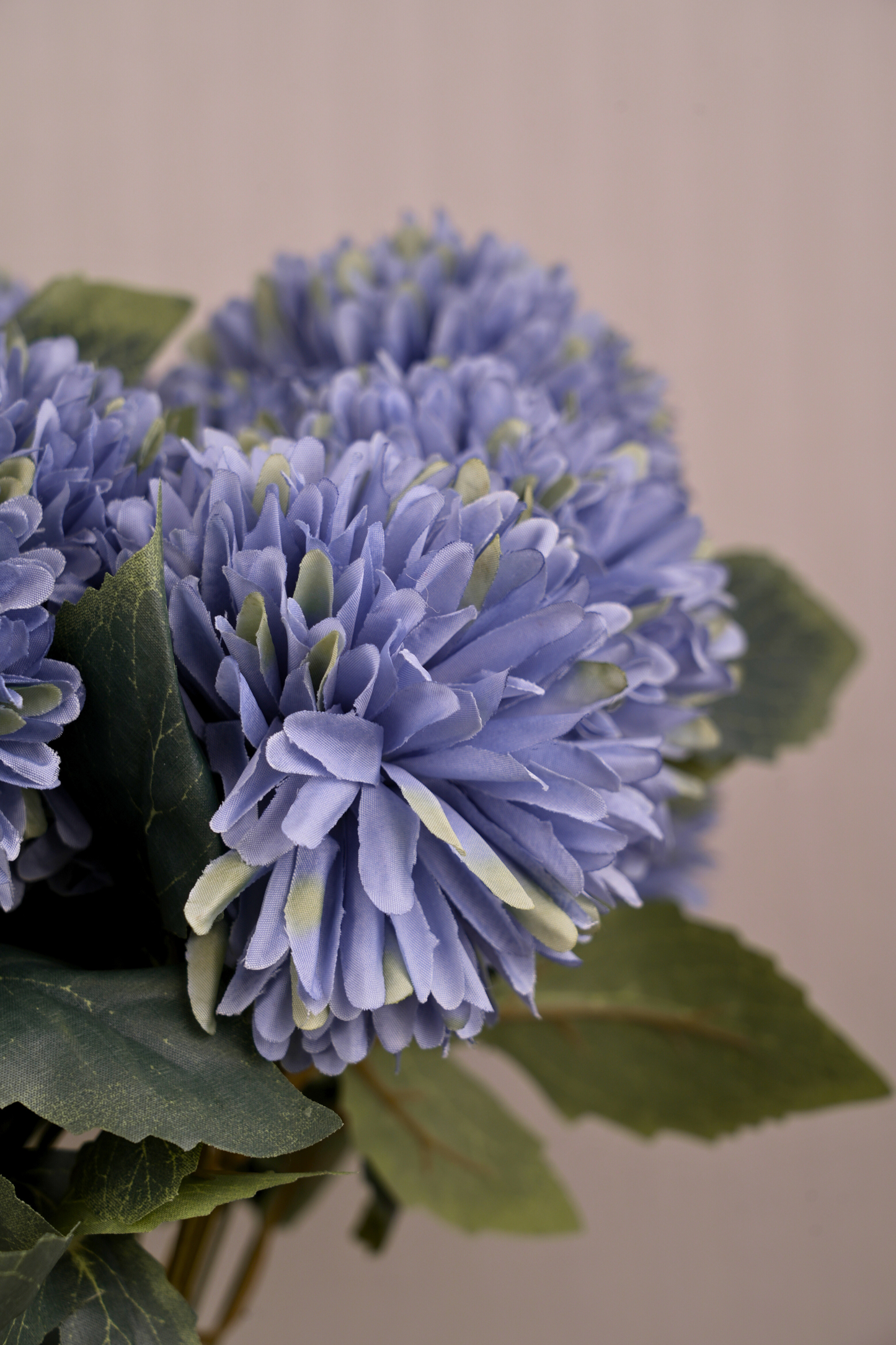 Faux Chrysanthemums Pompom Hairball Whimsical Flower Stem - Blue