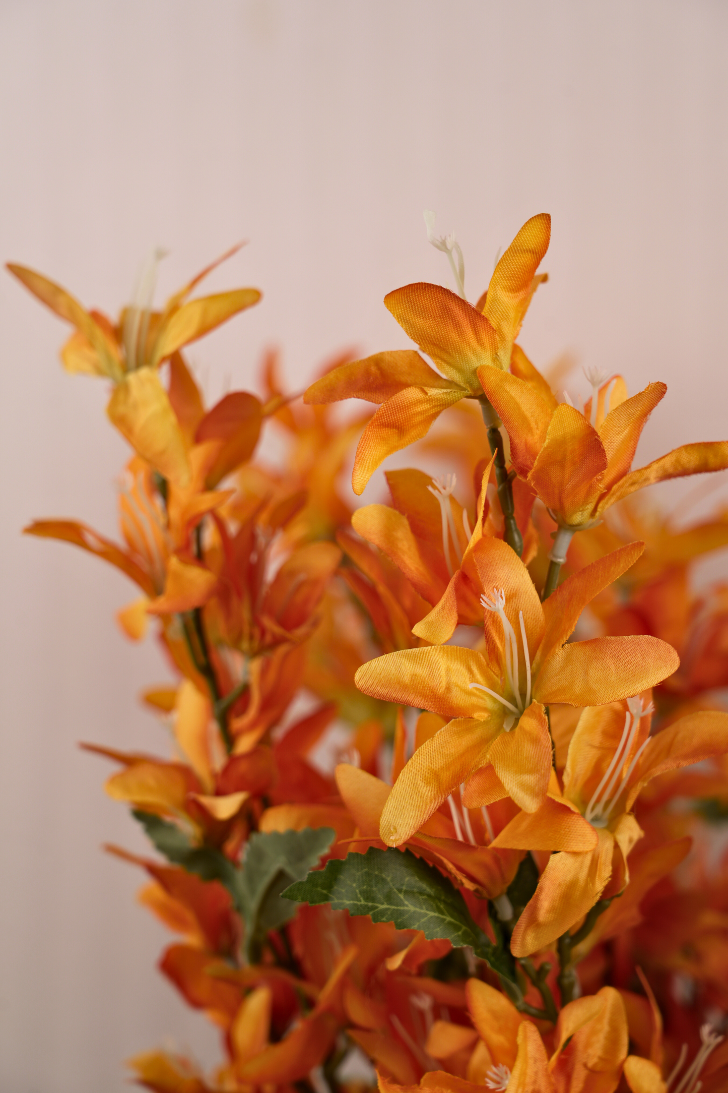 Faux Clematis Spray Star Flower Stem - Orange