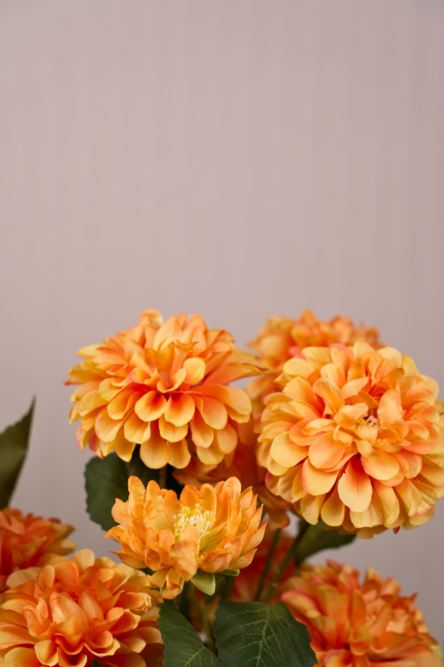 Faux Dahlia Pinnata Regal Flower Stem - Orange
