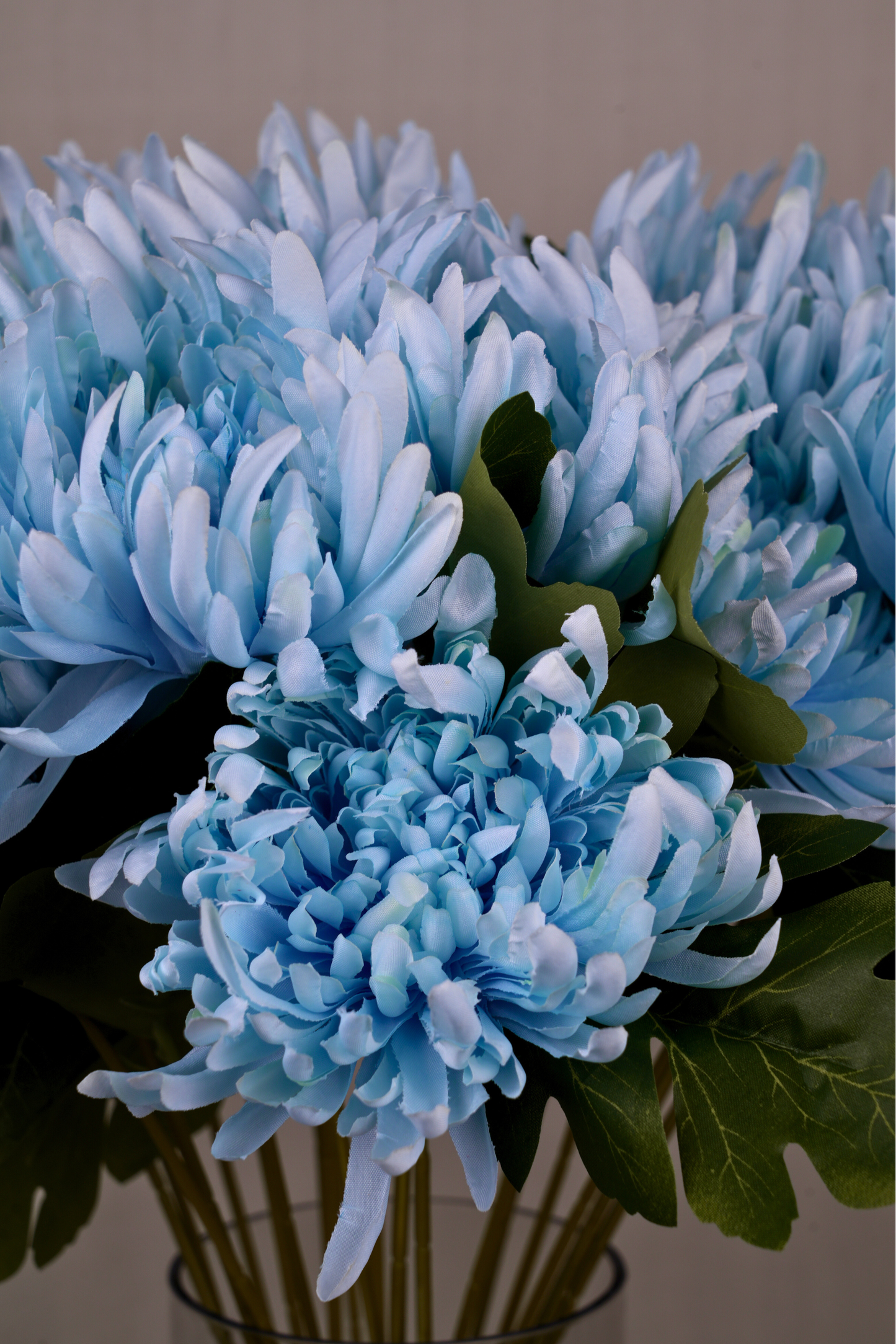 Faux Spider Chrysanthemum Majestic Flower Stem - Light Blue