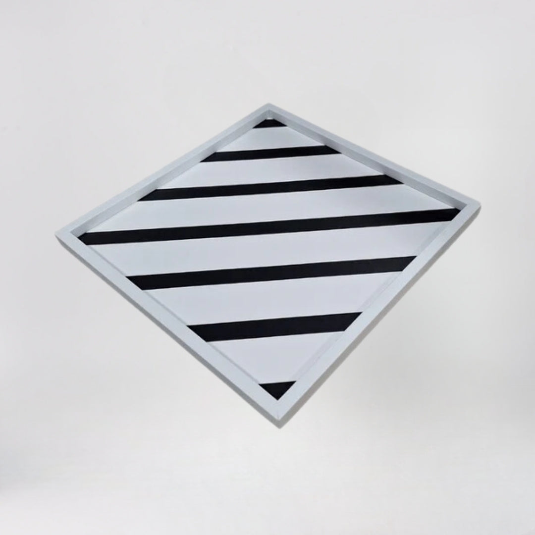 Monochromatic Striped Majestic Decorative Tray