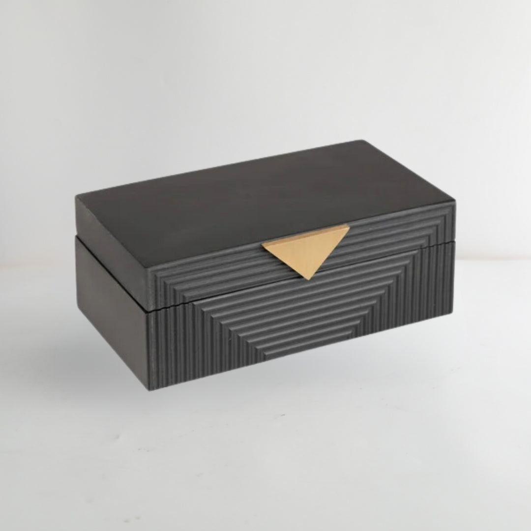 Sleek Black Resin and Metal Storage Box