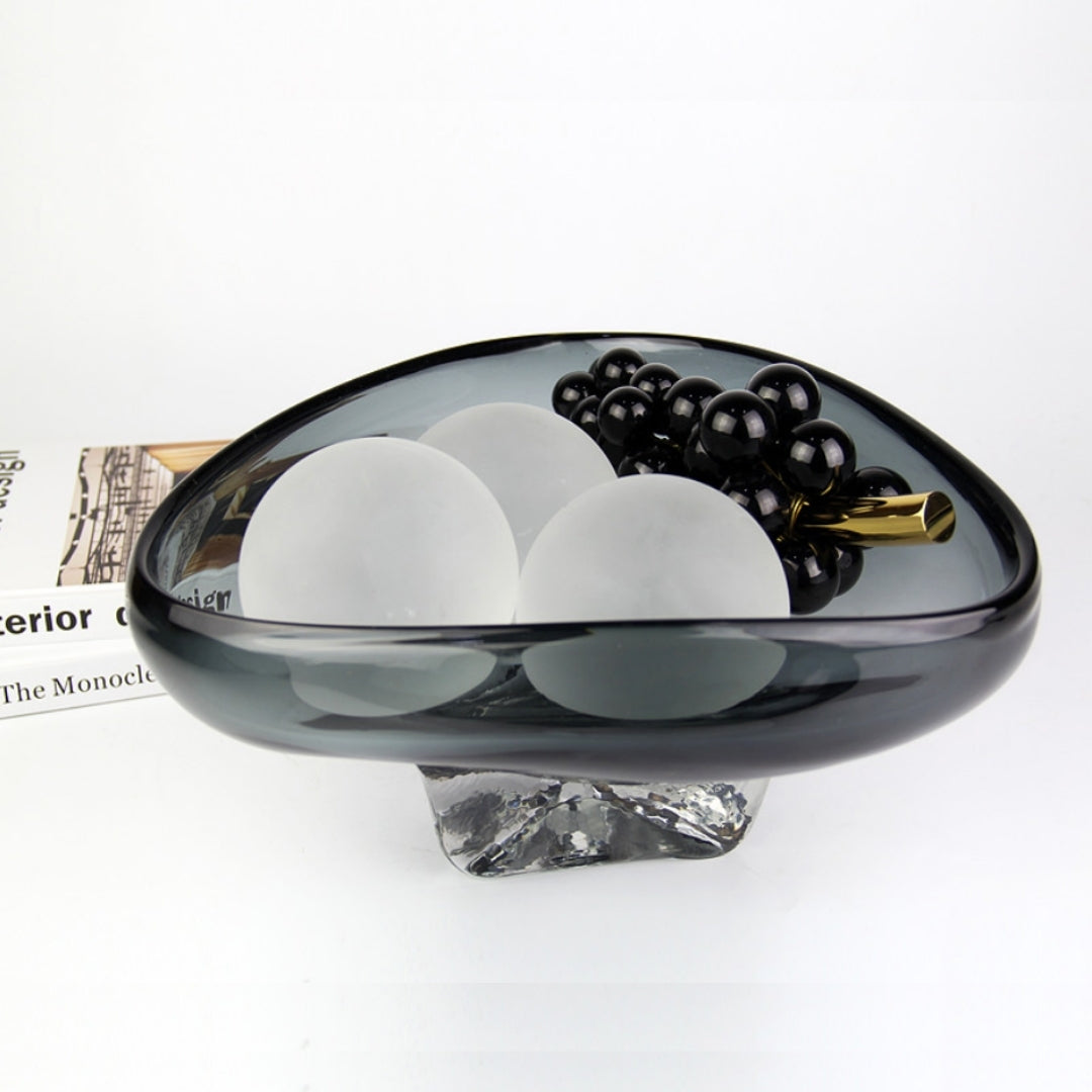 Smokey Quartz Ovoid Glass Fruit Bowl