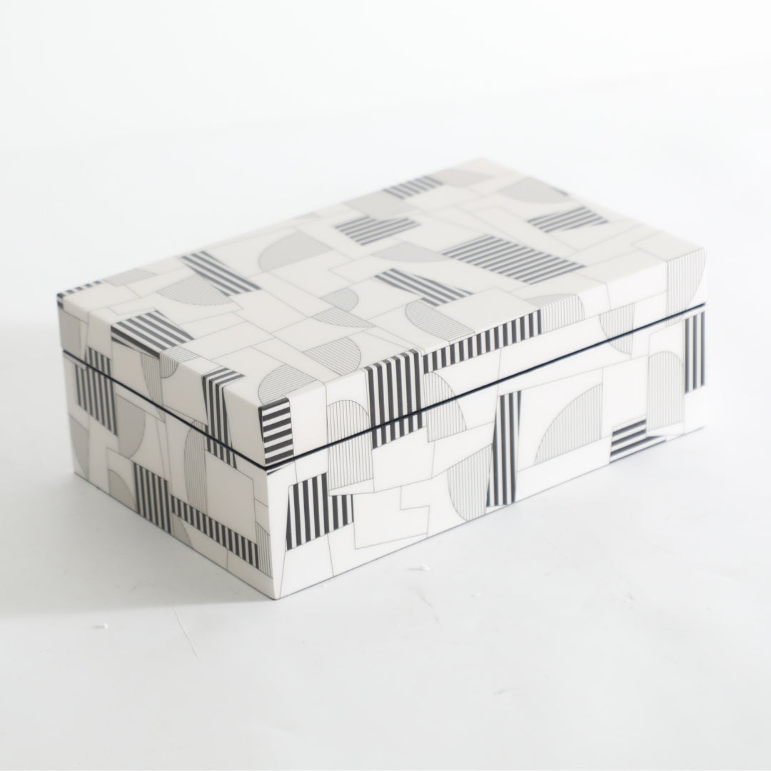 Versatile Black & White MDF Storage Box