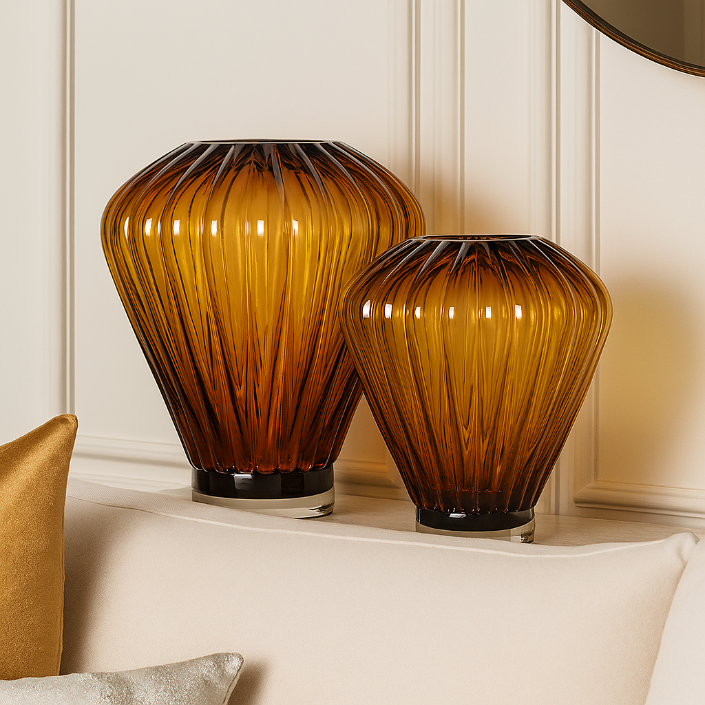 Cloudlift Amber Glass Vase (Set of 2)