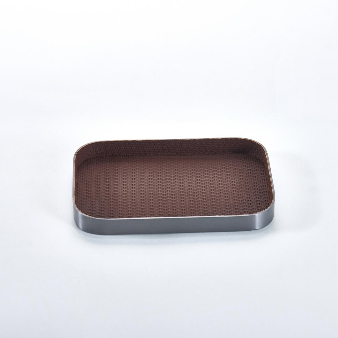 Espresso Leather Elegance Decorative Tray (Small)