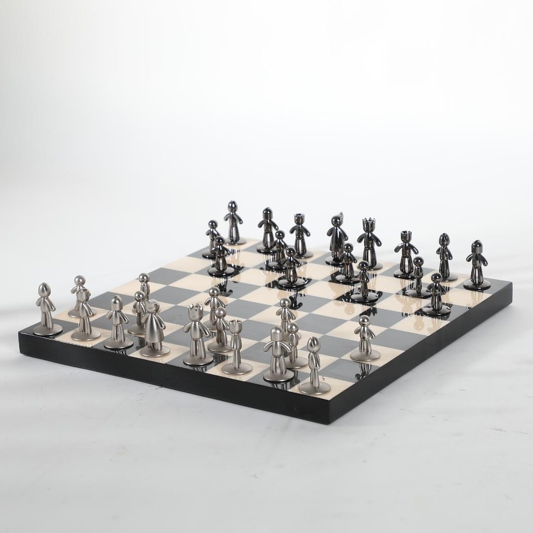 Nocturne Opulence: The Black & Beige Chess Masterpiece Chessboard