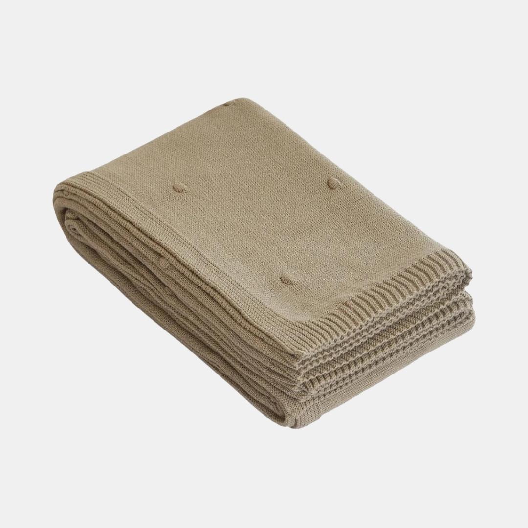 Bubble Sandy Brown Cotton Knitted Throw Blanket (60 in x 90 in)