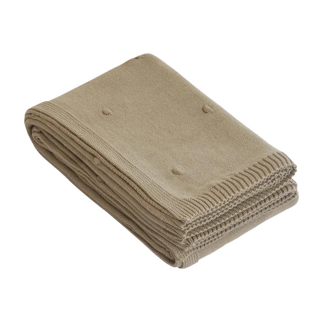 Bubble Sandy Brown Cotton Knitted Throw Blanket (60 in x 90 in)
