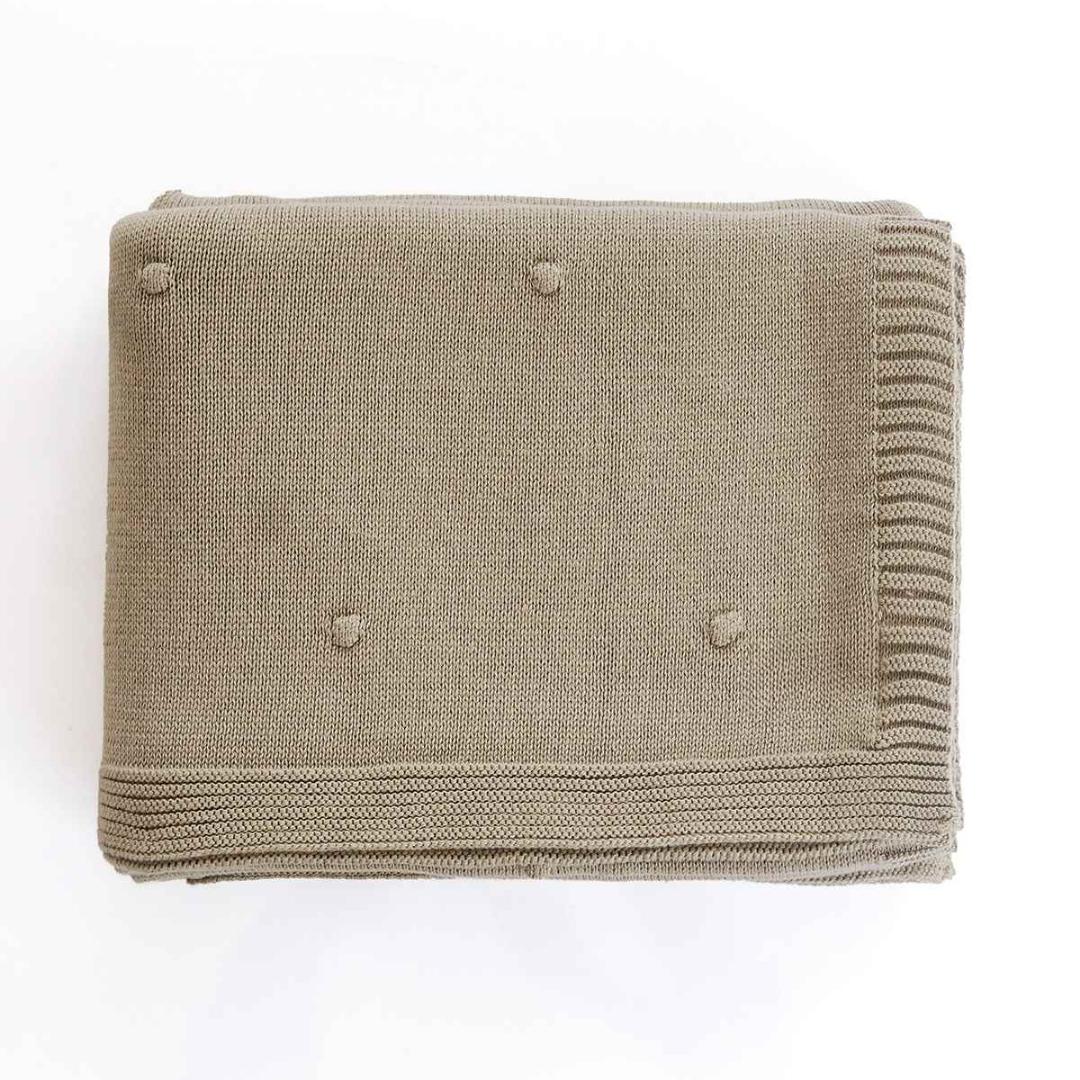 Bubble Sandy Brown Cotton Knitted Throw Blanket (60 in x 90 in)
