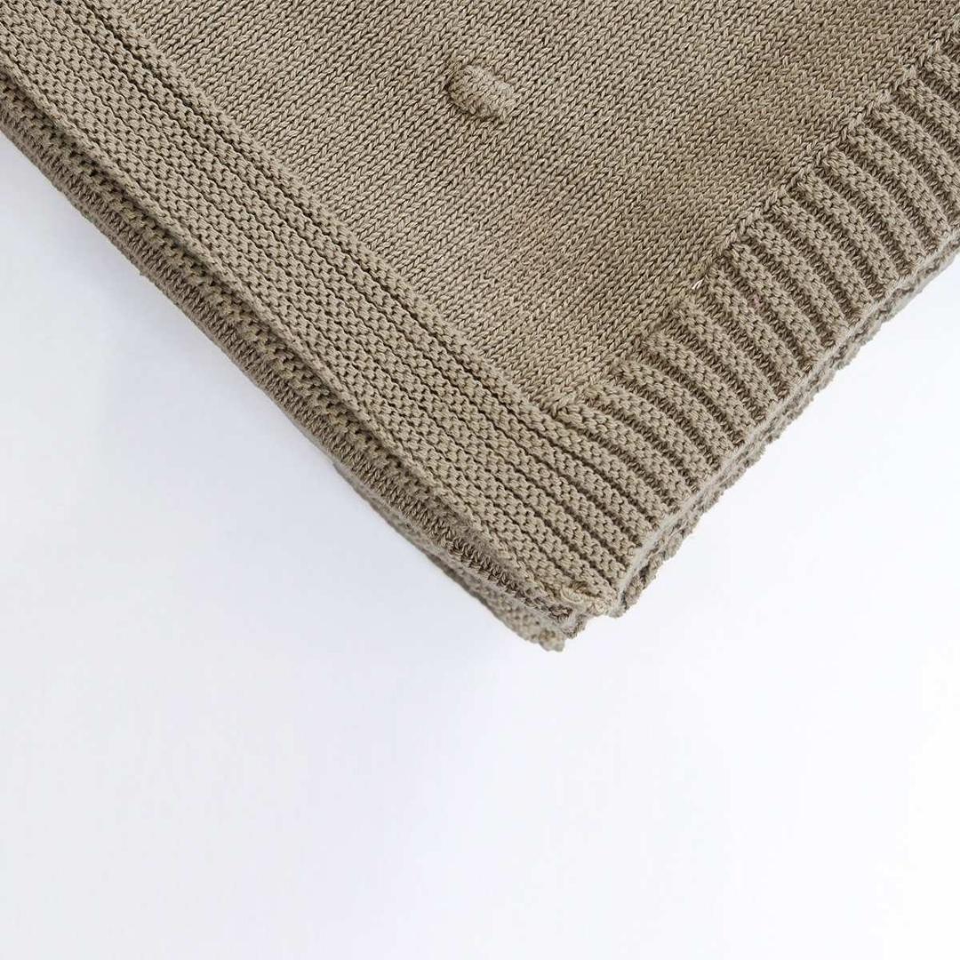 Bubble Sandy Brown Cotton Knitted Throw Blanket (60 in x 90 in)